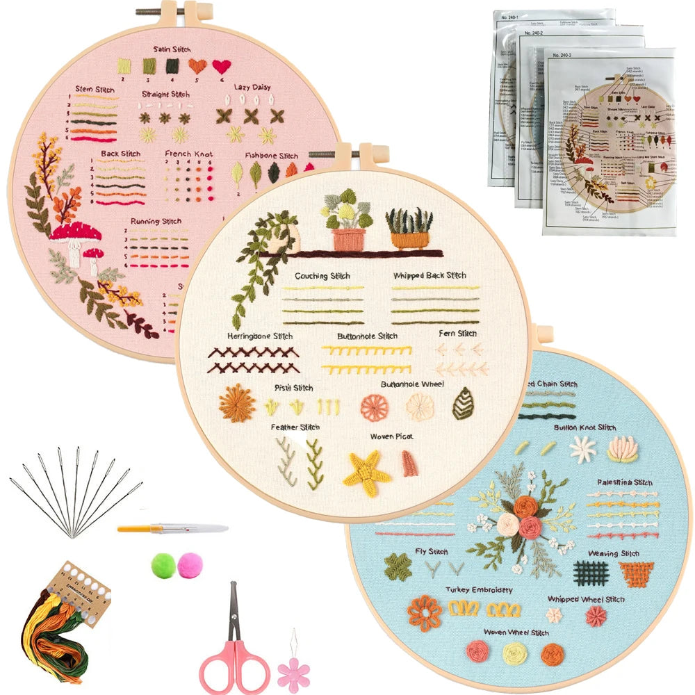 3/4pcs Beginner Embroidery Starter Kit Kits For Stitchers