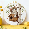 Cute Kitten Embroidery Kit for Beginners – DIY Cat Hand Embroidery Hoop Set Kits For Stitchers