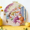Mediterranean Cat Village Embroidery Kit – Scenic Coastal DIY Hand Embroidery Hoop Art Set