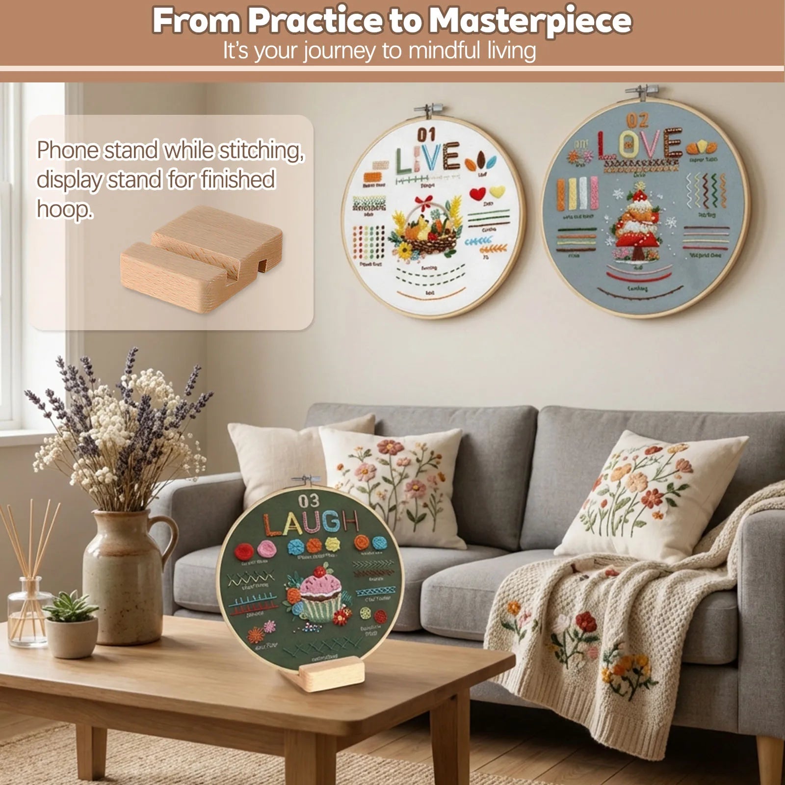 Love, Laugh & Live Beginner Embroidery Kit Kits For Stitchers