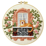 Sleepy Balcony Cat Embroidery Kit Kits For Stitchers