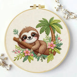 Cute Tropical Sloth Embroidery Kit 🦥🌿🌸 Kits For Stitchers