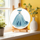 Elegant Blue Princess Dress Embroidery Kit – Fairytale DIY Hand Embroidery Hoop Art Set