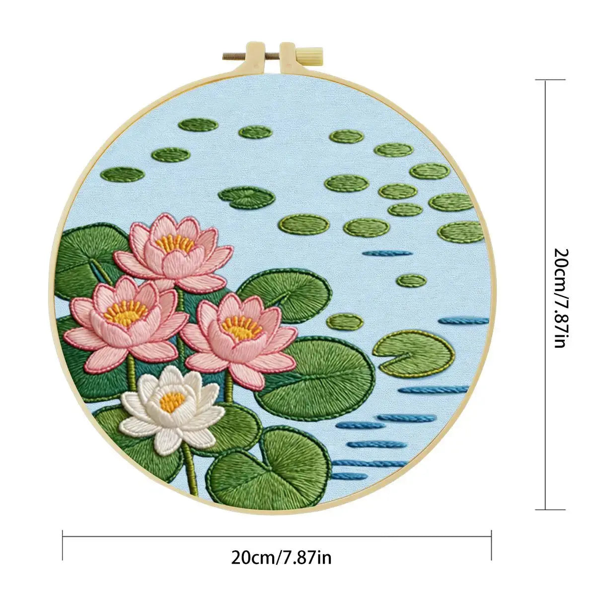 Lotus Flower Pond Punch Needle Wall Art – Handmade Embroidery Hoop Decor for Nursery & Cozy Rooms Kits For Stitchers