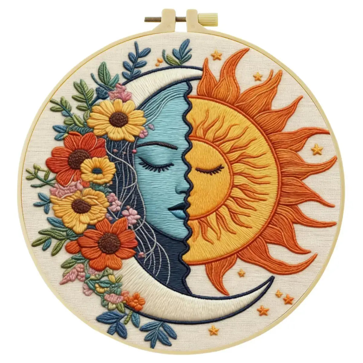 Celestial Sun & Moon Embroidery Kit 🌞🌙🌼 Kits For Stitchers