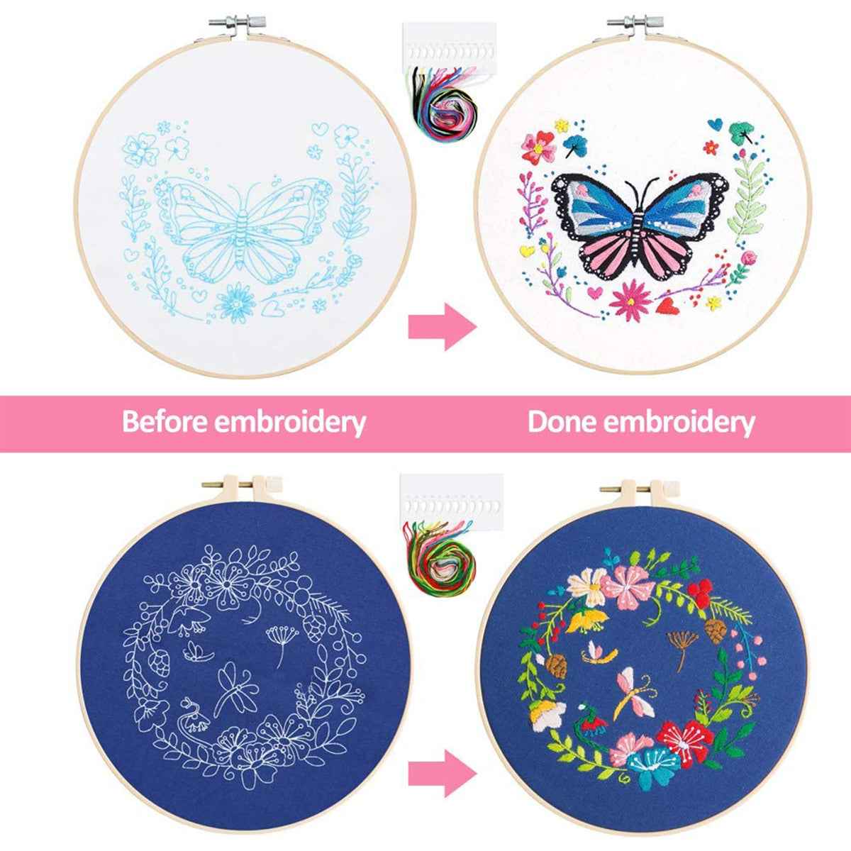 3-Piece Beginner Embroidery Technique Kit Kits For Stitchers