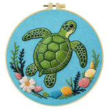 Sea Turtle Embroidery Kit โ Coastal Ocean & Seashell Design Kits For Stitchers