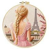 Paris Eiffel Tower Embroidery Kit for Adults – Romantic French Girl DIY Needlepoint Hoop Art Parisian Decor Craft Gift for Her