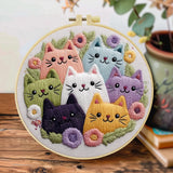 1pc 20X20CM/7.87inch Cute cat Embroidery Starter Kit DIY kit Craft Painting Sewing Art Needle Art