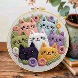 1pc 20X20CM/7.87inch Cute cat Embroidery Starter Kit DIY kit Craft Painting Sewing Art Needle Art The Stichers Heavane