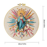 Virgin Mary Embroidery Kit – Colorful Catholic Needlepoint Pattern with Heavenly Rays & Religious Christian Wall Art Decor
