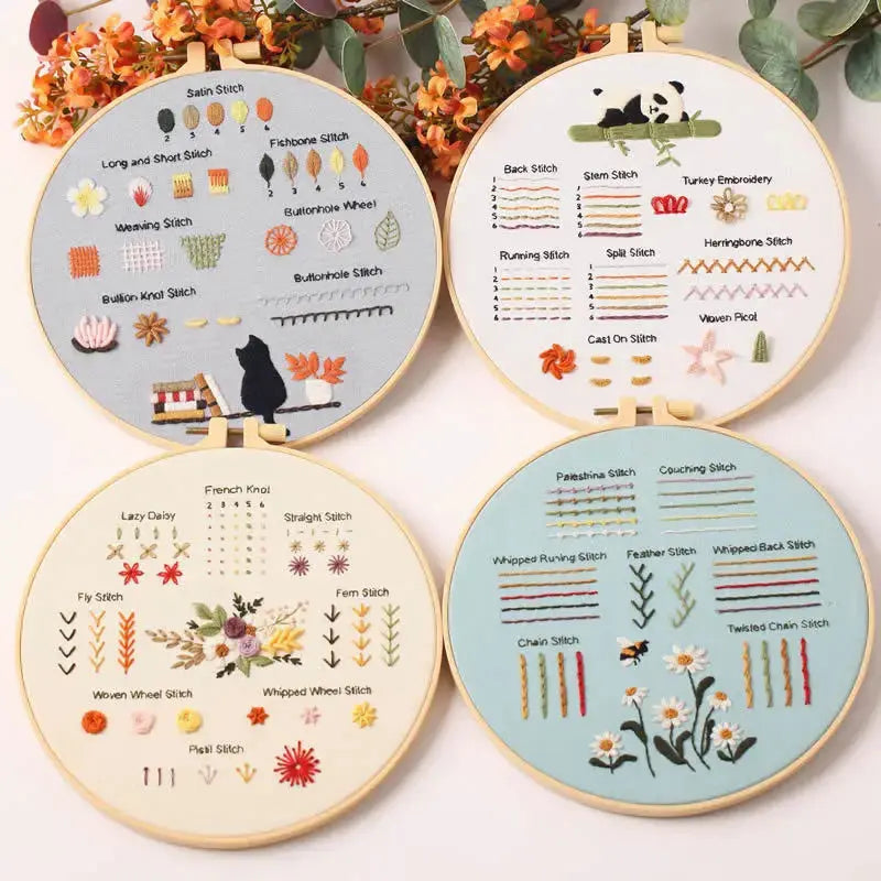 4-Piece Beginner Embroidery Stitch Sampler Kit Kits For Stitchers