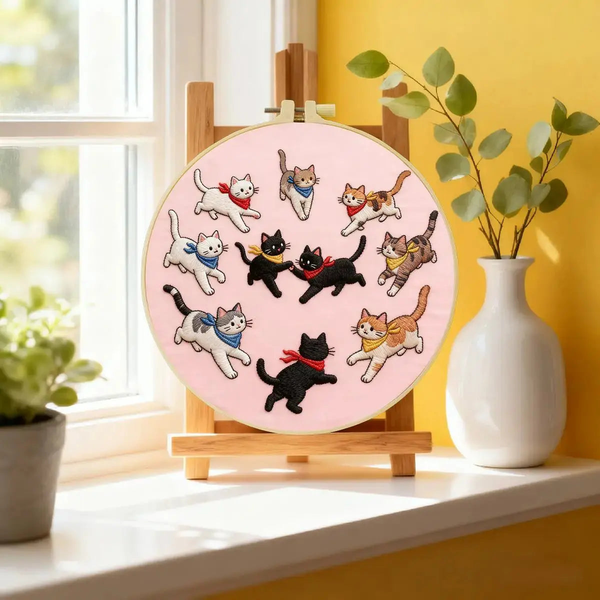 Playful Cats Embroidery Kit Kits For Stitchers