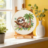 Cute Tropical Sloth Embroidery Kit 🦥🌿🌸 Kits For Stitchers