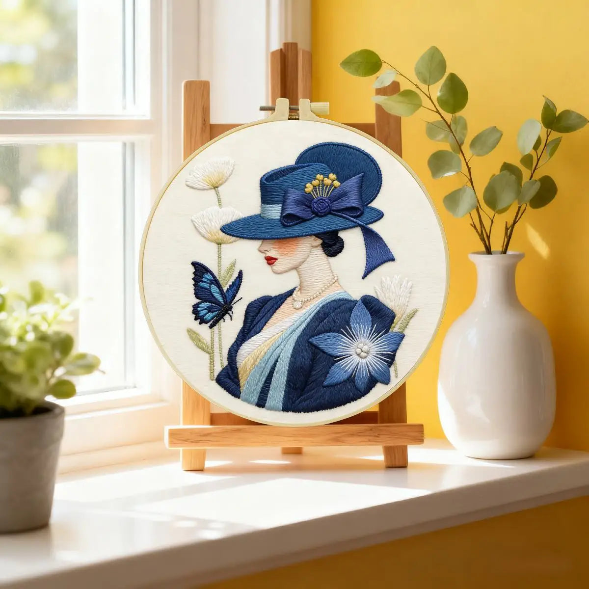 Elegant Lady in Blue Embroidery Kit Kits For Stitchers