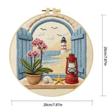 Coastal Lighthouse Embroidery Kit for Beginners – DIY Beach Hand Embroidery Hoop Set Kits For Stitchers