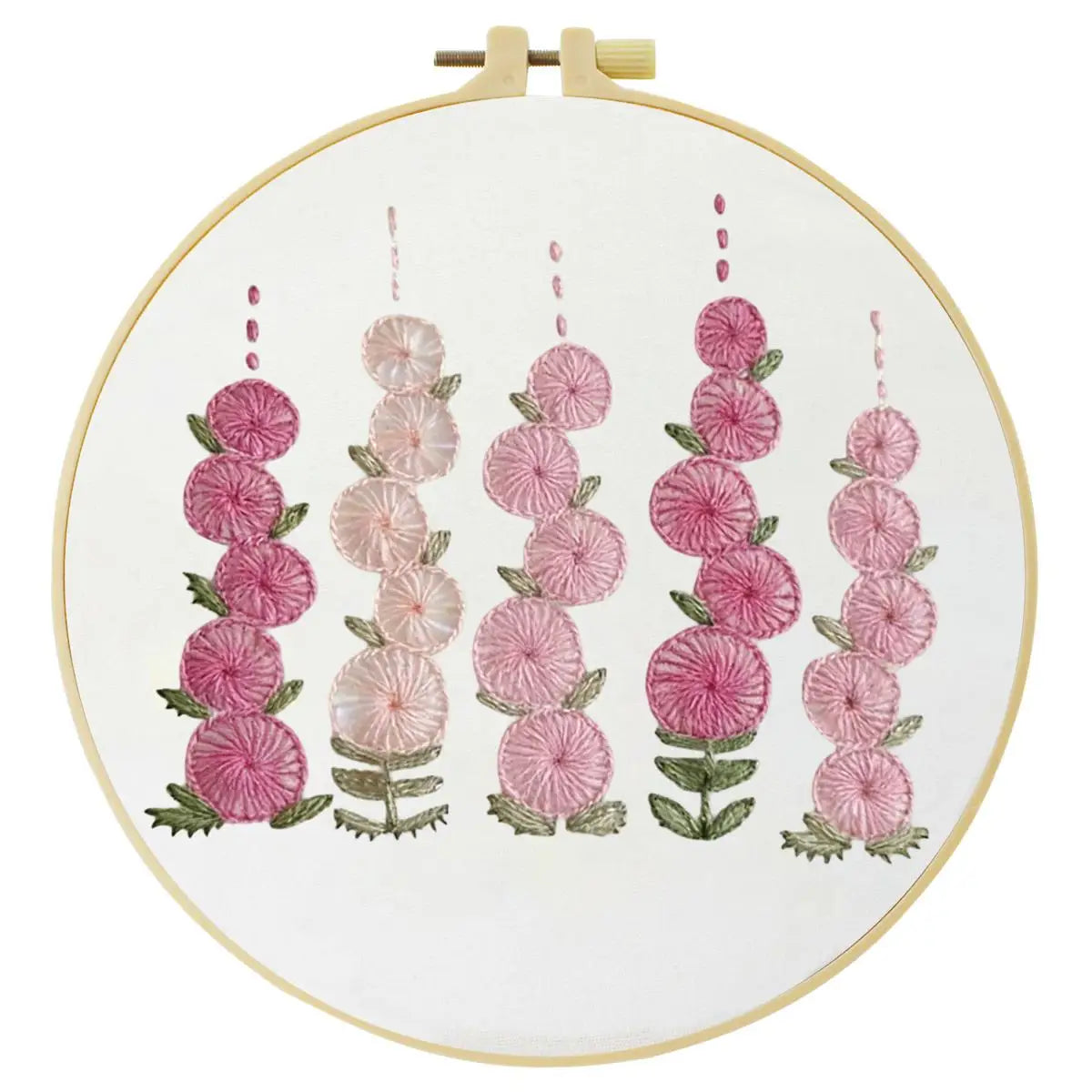 Pink Floral Embroidery Kit for Beginners – DIY Modern Hand Embroidery Hoop Set