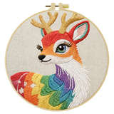 Colorful Deer Embroidery Starter Kit – DIY Woodland Animal Sewing Art Set for Beginners