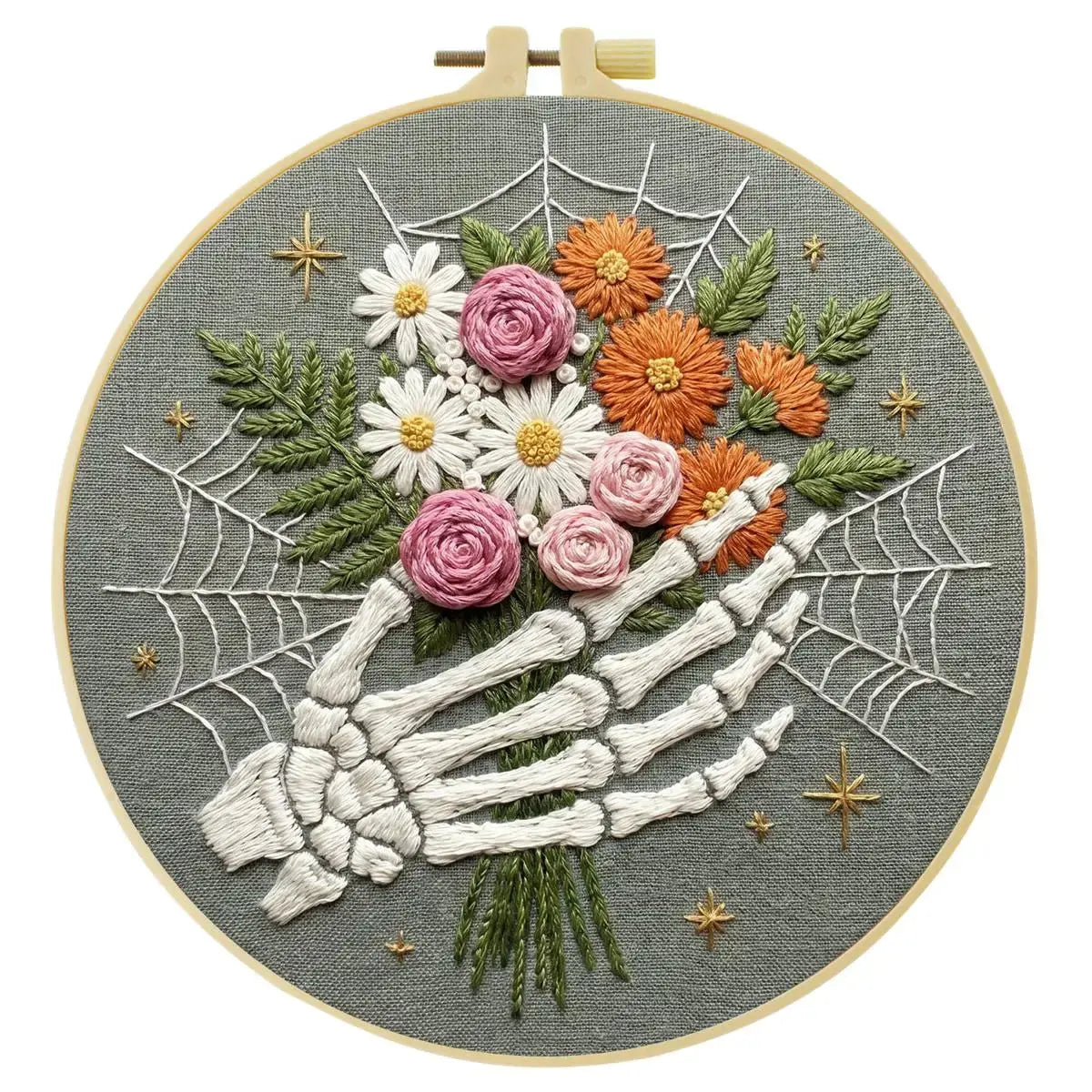 Floral Skeleton Hand Embroidery Kit Kits For Stitchers