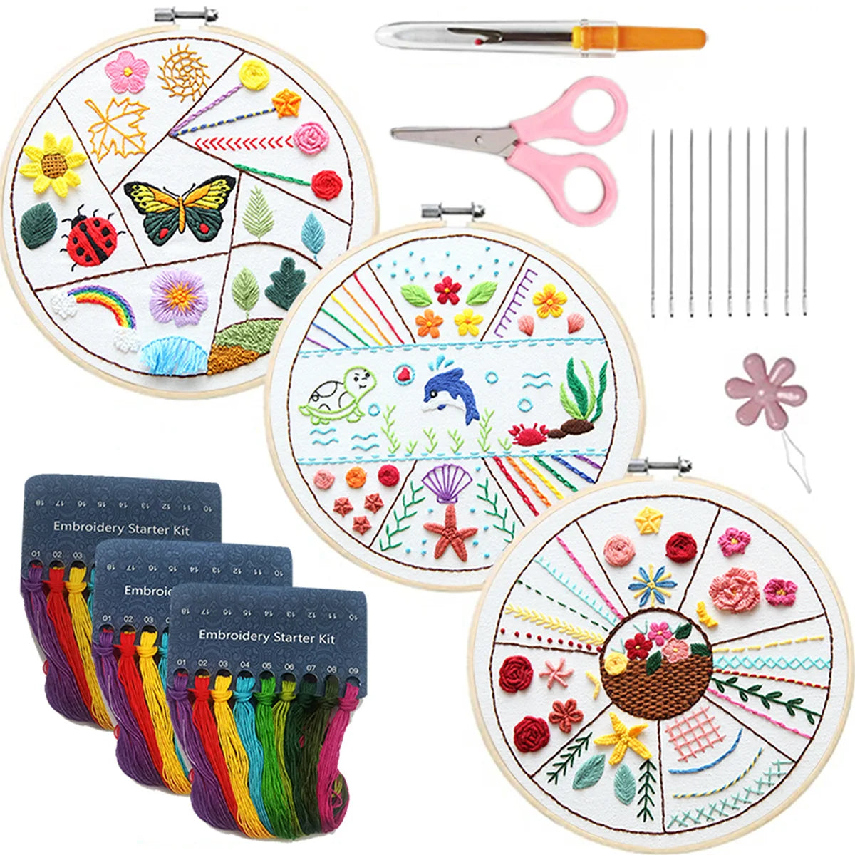 3-Piece Beginner Embroidery Technique Kit Kits For Stitchers