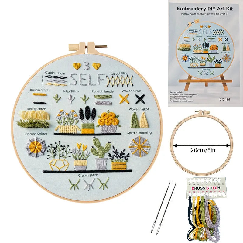 3-Piece Beginner Embroidery Stitch Learning Kit Kits For Stitchers