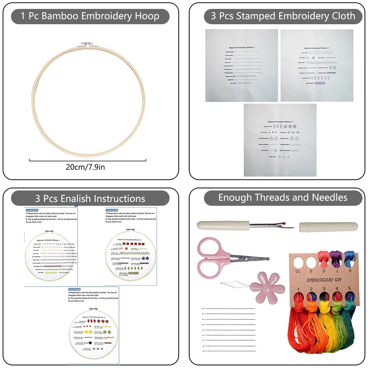30-Stitch Beginner Embroidery Sampler Kit ⭐ Kits For Stitchers