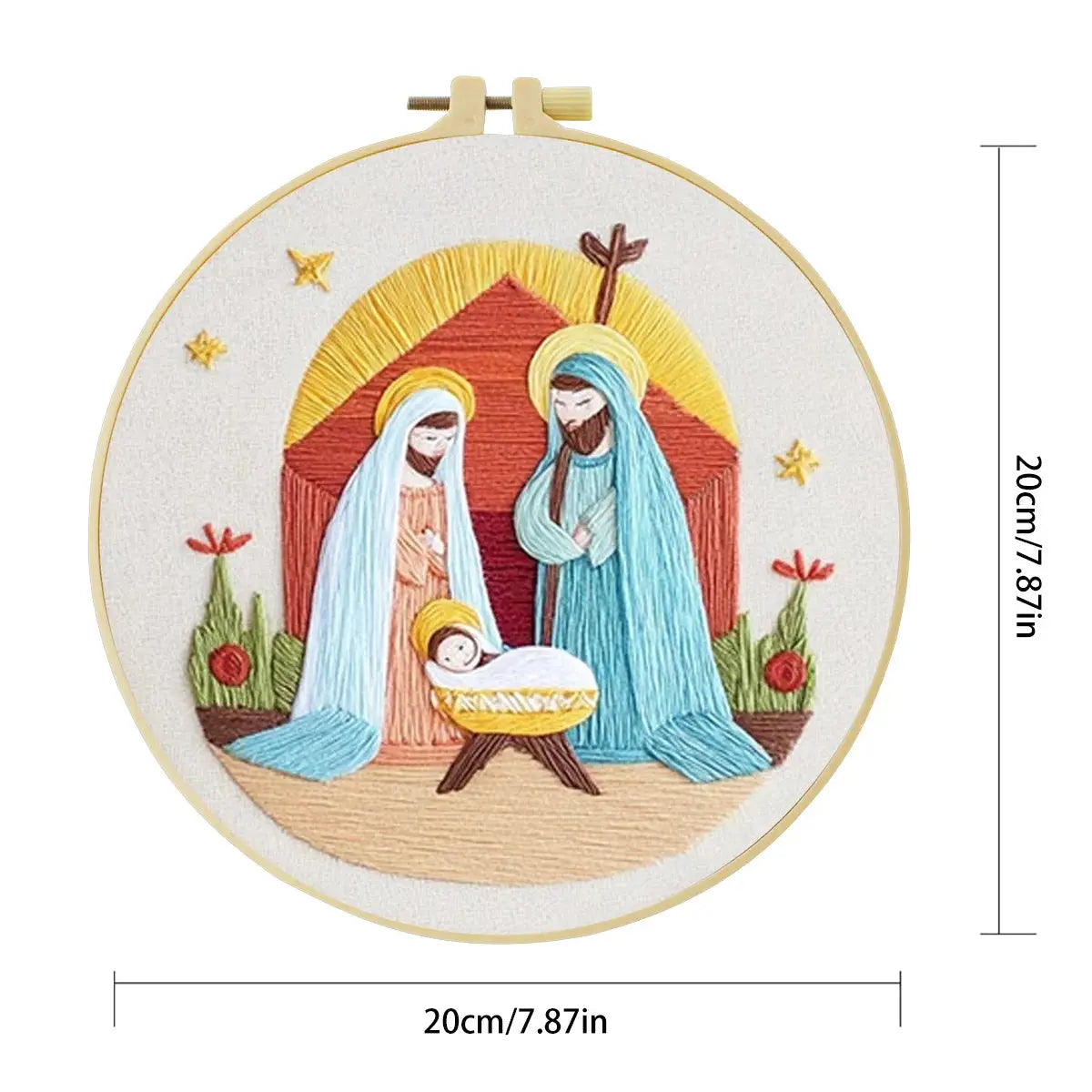 Nativity Scene Embroidery DIY Kit โ Christmas Religious Beginner Stitching Kit with Hoop, Pattern & Threads The Stichers Heavane
