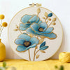Blue Floral Embroidery Kit – DIY Elegant Flower Hoop Art for Beginners & Craft Lovers Kits For Stitchers