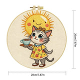 Cute Cat Tea Party Embroidery Kit – Kawaii Sunshine DIY Hand Embroidery Hoop Art Set