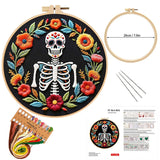 Floral Sugar Skull Embroidery Kit – Set of 3