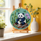 Handmade Panda Embroidery Hoop Wall Art – Cute Bamboo Nursery Animal Fiber Decor