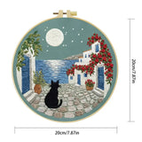 Moonlit Coastal Cat Embroidery Kit 🌙🐈� Kits For Stitchers