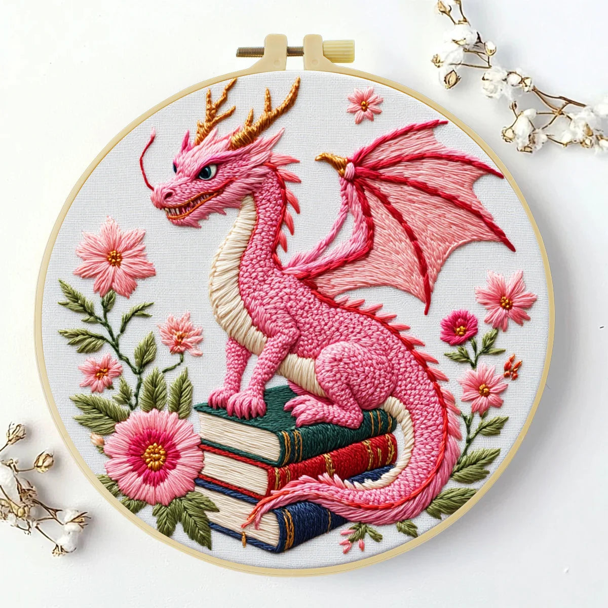 Pink Dinosaur Bag Embroidery Starter Kit