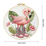 Pink Flamingo Embroidery Kit – Tropical Bird DIY Sewing Craft, Cute Summer Hoop Wall Art Decor Kits For Stitchers