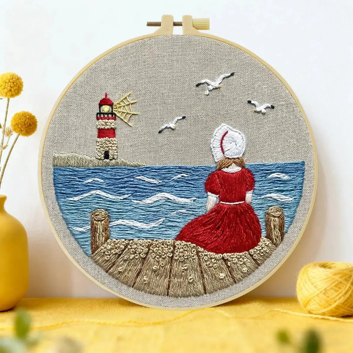 Seaside Lighthouse Daydream Embroidery Kit 🌊⚓❤️ Kits For Stitchers