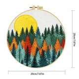 Moonlit Forest Embroidery Kit – Colorful Pine Trees DIY Hand Embroidery Hoop Art Set
