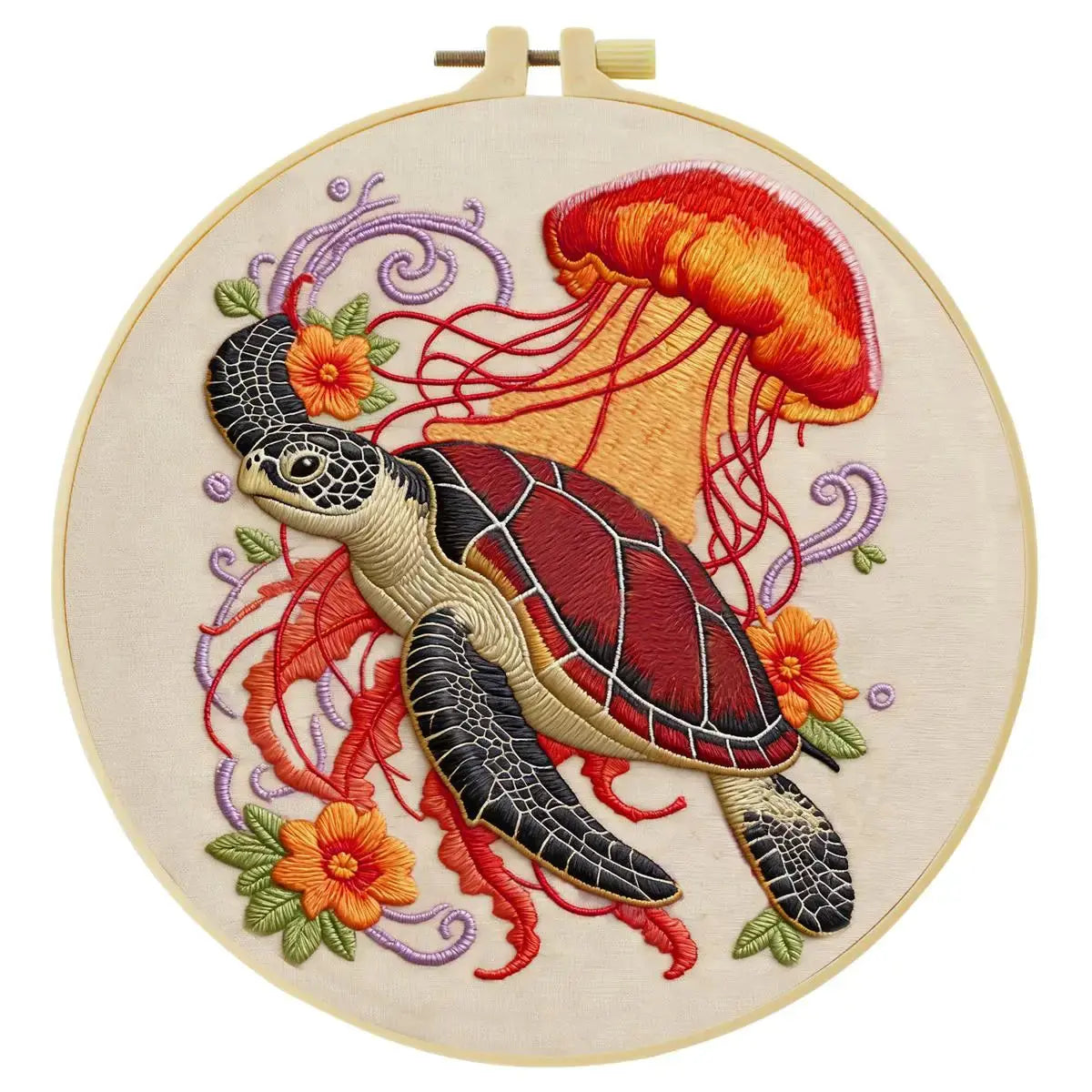 Sea Turtle & Jellyfish Embroidery Kit Kits For Stitchers