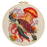 Sea Turtle & Jellyfish Embroidery Kit Kits For Stitchers
