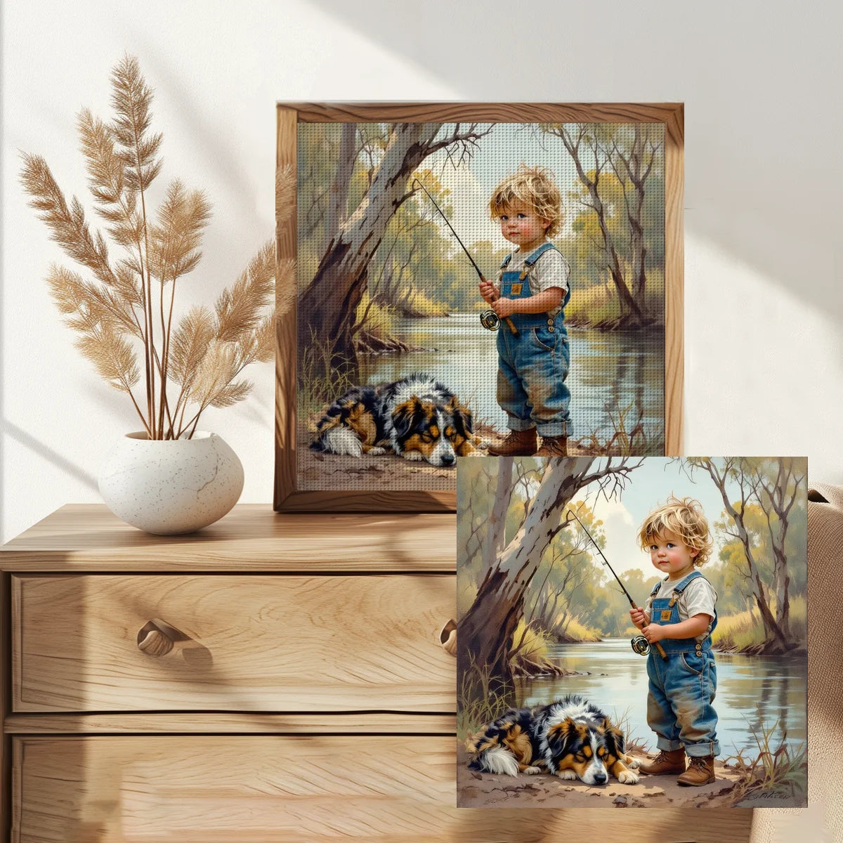 Little Fisherman & Dog Cross Stitch Kit 🎣🐶🧵✨