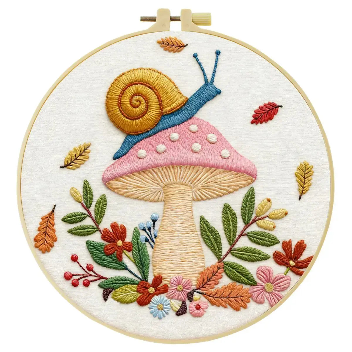 Whimsical Snail & Mushroom Embroidery Kit 🍄🐌 Kits For Stitchers
