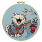 Smiling Kimono Cat Embroidery Kit Kits For Stitchers