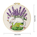 Sleeping Cat Lavender Embroidery Kit for Beginners – DIY Hand Embroidery Hoop Set