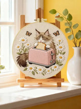 Toast-Loving Cat Embroidery Kit Kits For Stitchers