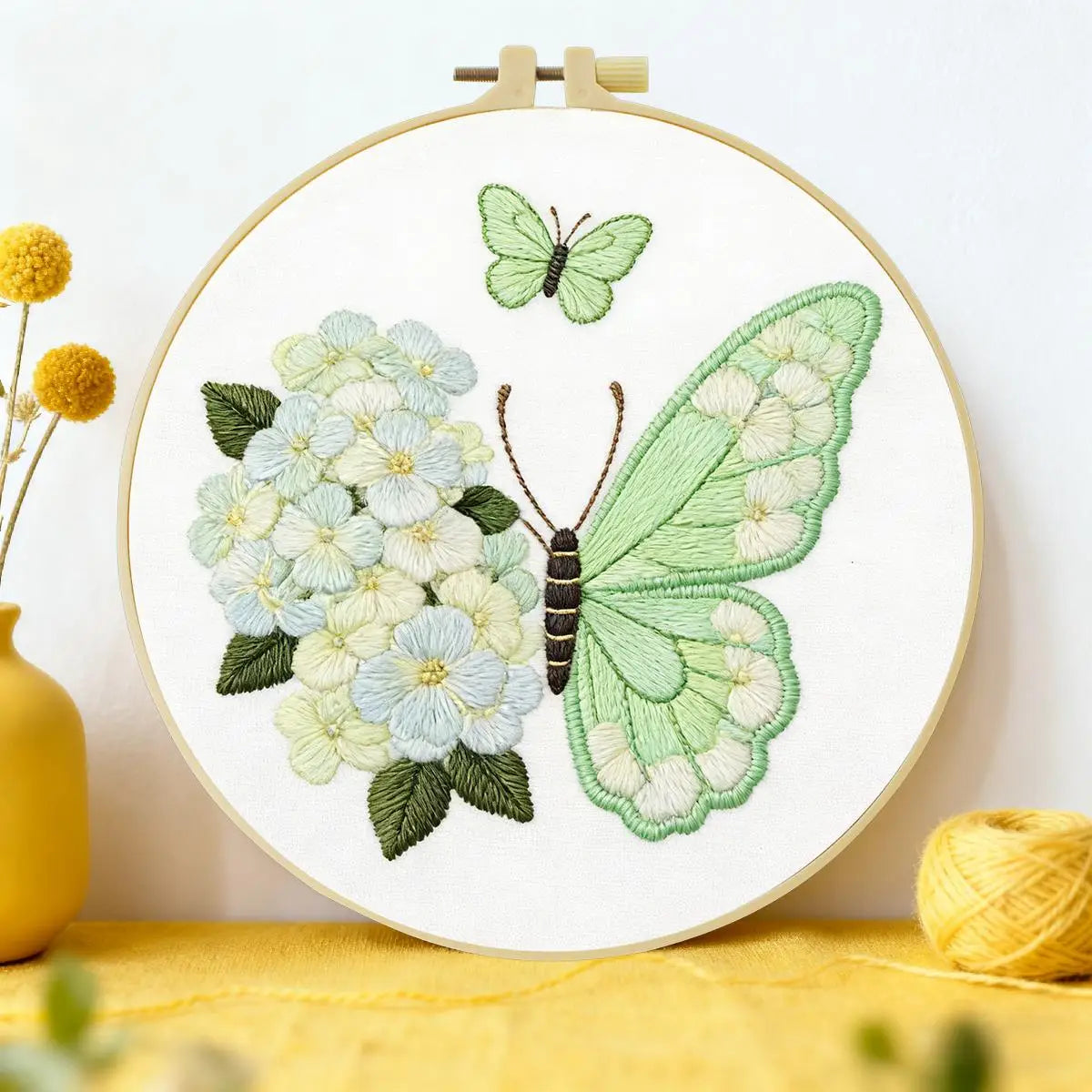 Hydrangea & Butterfly Embroidery Starter Kit