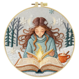 Winter Girl Reading Embroidery Starter Kit DIY – Beginner Cozy Book-Themed Hand Embroidery Kit Kits For Stitchers