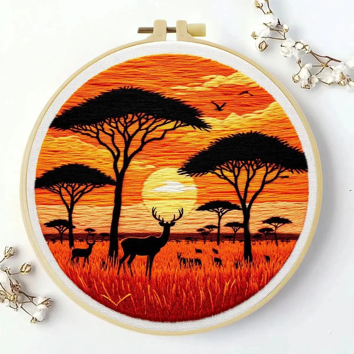 African Safari Sunset Embroidery Kit Kits For Stitchers