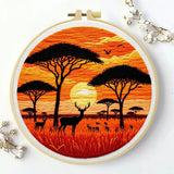 African Safari Sunset Embroidery Kit Kits For Stitchers