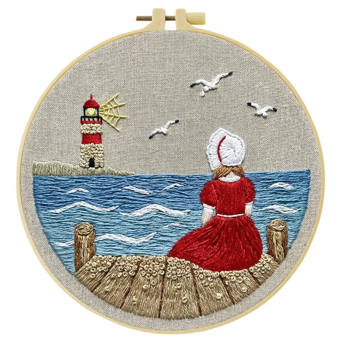 Seaside Lighthouse Daydream Embroidery Kit 🌊⚓❤️ Kits For Stitchers