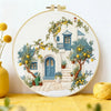 Mediterranean Lemon House Embroidery Kit – DIY Coastal Cottage Hoop Art for Beginners & Craft Lovers