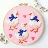 Cute Goose Family Embroidery Kit – DIY Animal Hoop Art for Beginners & Kids Craft Lovers